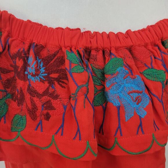 Altar’d State Size S Red Embroidered Off Shoulder Dress Boho Floral Summer - Picture 4 of 9